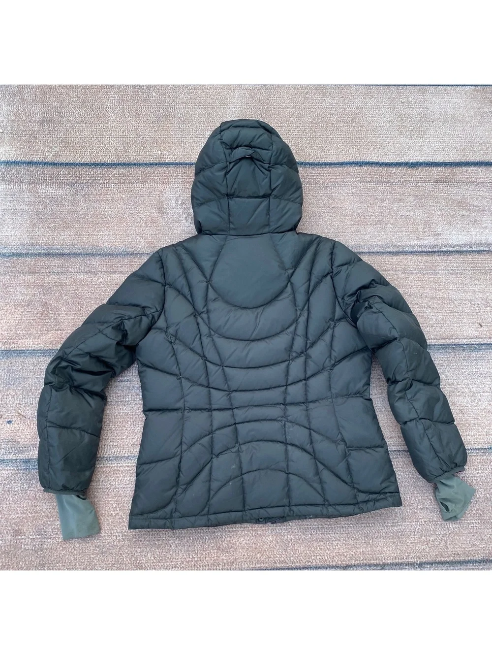 Lands' End down puffer quilted black parka winter coat jacket parka M 10 12